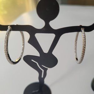 Silver 925 Inside Out Hoop  Earrings with CZ